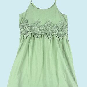 L Love Dress Women's Size Small Sage Green Mini applique bodice with straps NWT